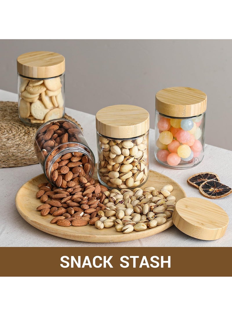 MIXDE 4 Pack 16oz Glass Jars with Airtight Lids, Overnight Oats Containers with Bamboo Lids, Wide Mouth Mason Salad Jars, Glass Food Storage Containers for Snacks Yogurt Spice Sugar - Image 5